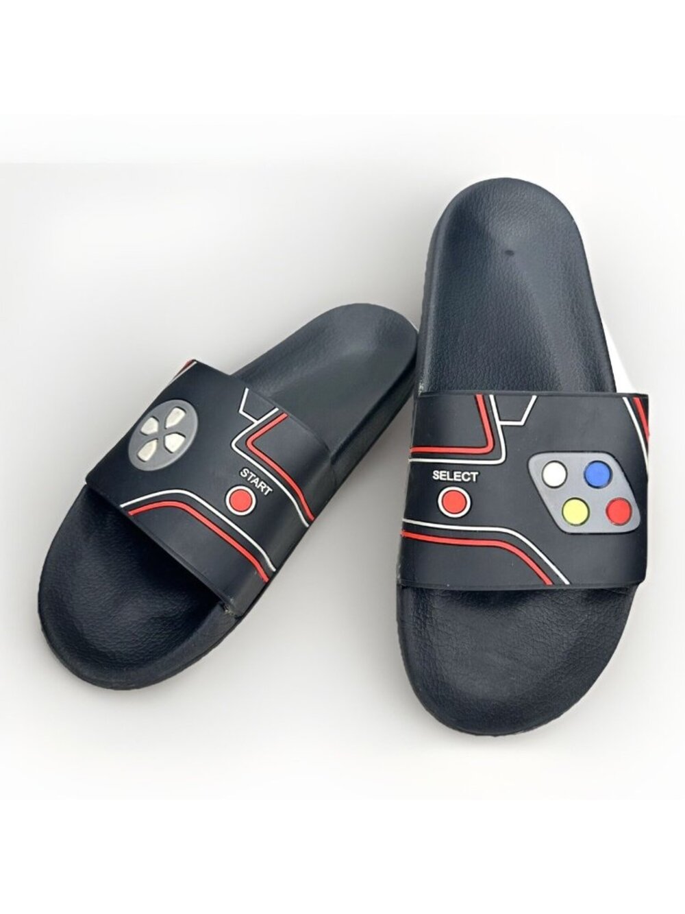 Wonder Nation Retro Video Game Controller Slide Sandals Kids 4-5 Gamer Slippers